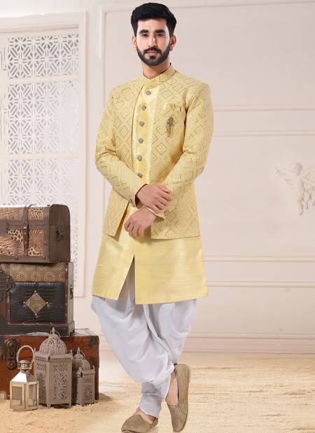 Yellow Colour Wedding Wear Mens Wholesale Jodhpuri Suits Catalog 1749